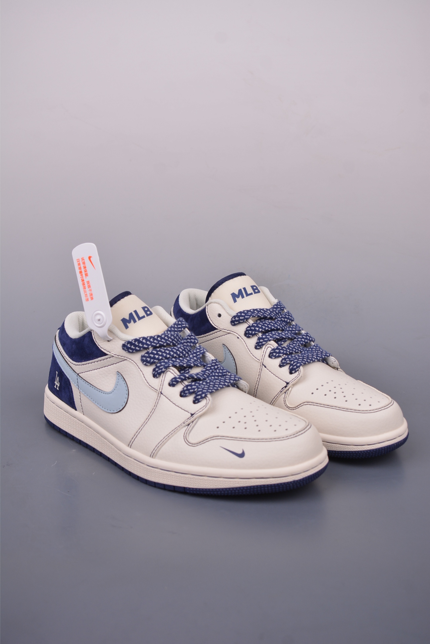 MLB x Nike Air Jordan 1 Low OGAJ1 Basketball Shoes Off-White Blue XX2405-005