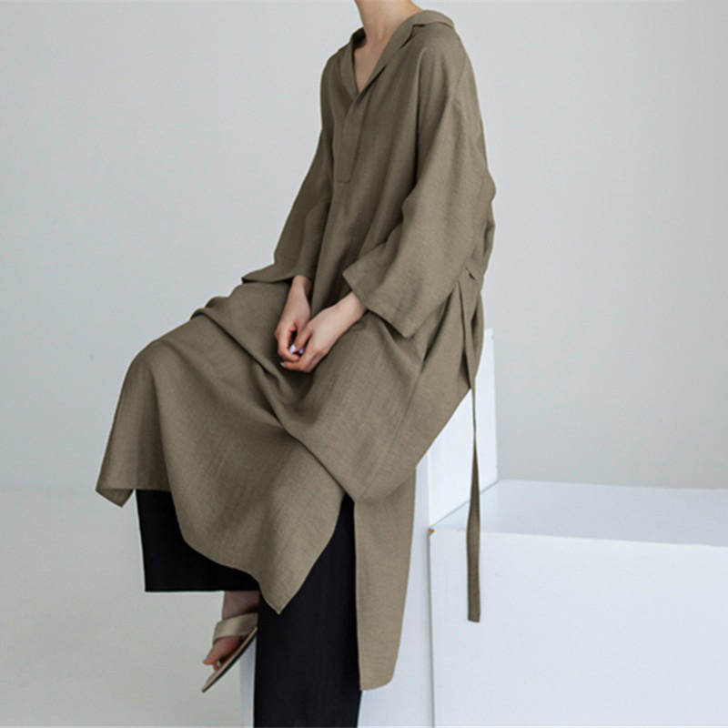 Folded Collar Split Comfy Maxi Dress