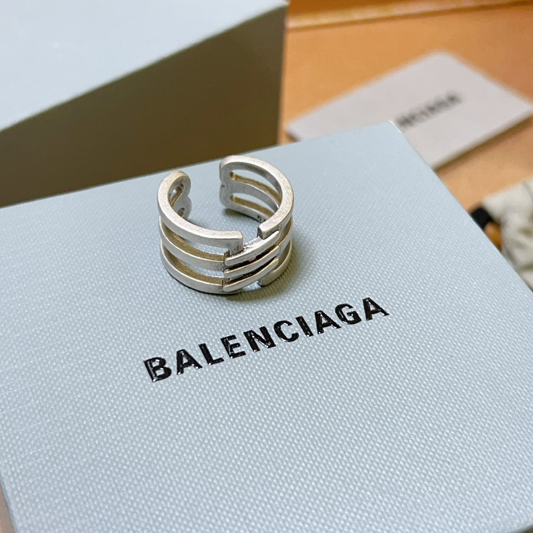 Balenciaga Hollow Silver Ring