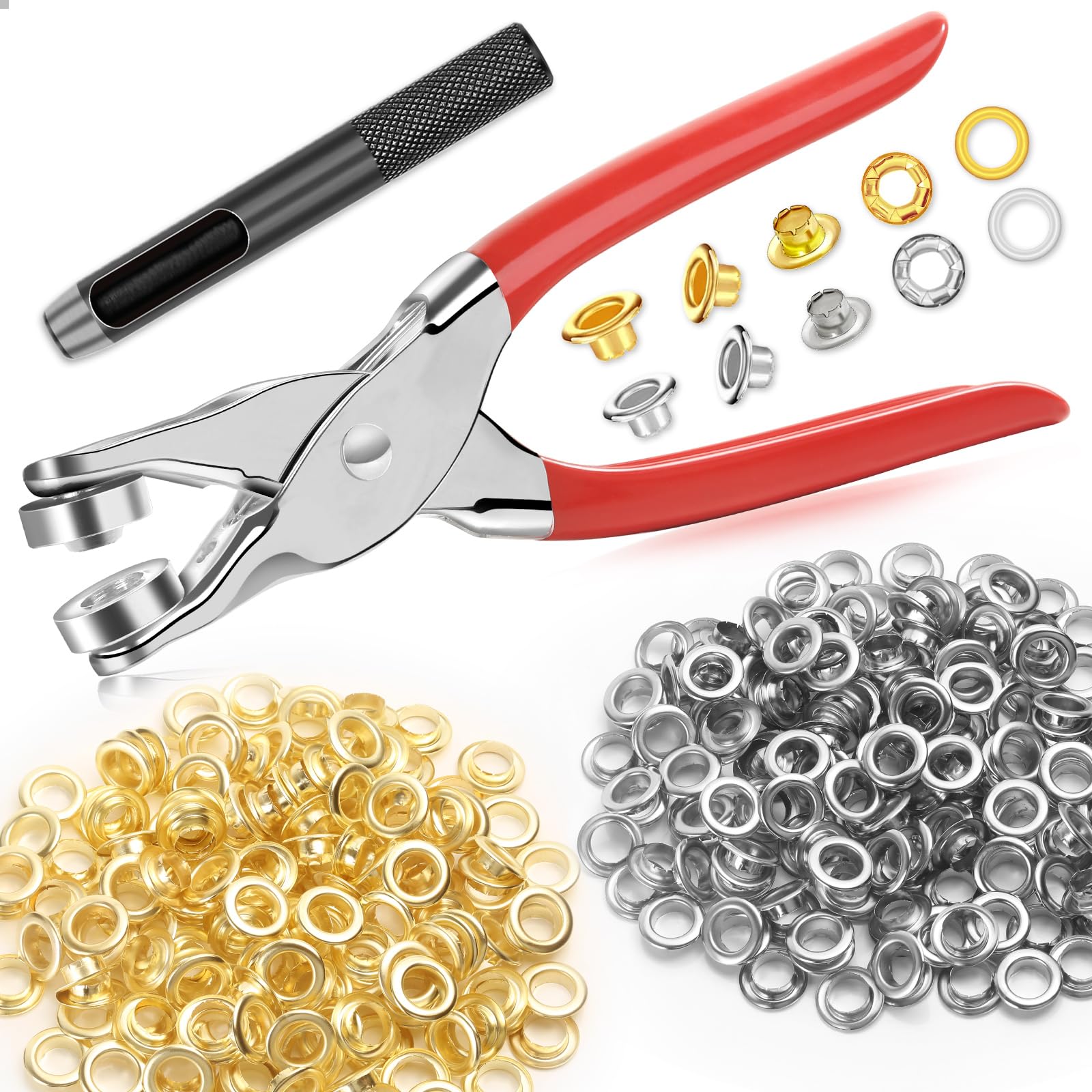 🔥Super Sale - 49% OFF🔥Grommet Tool Kit with Eyelets Grommets, Washers, and Grommet Eyelet Pliers