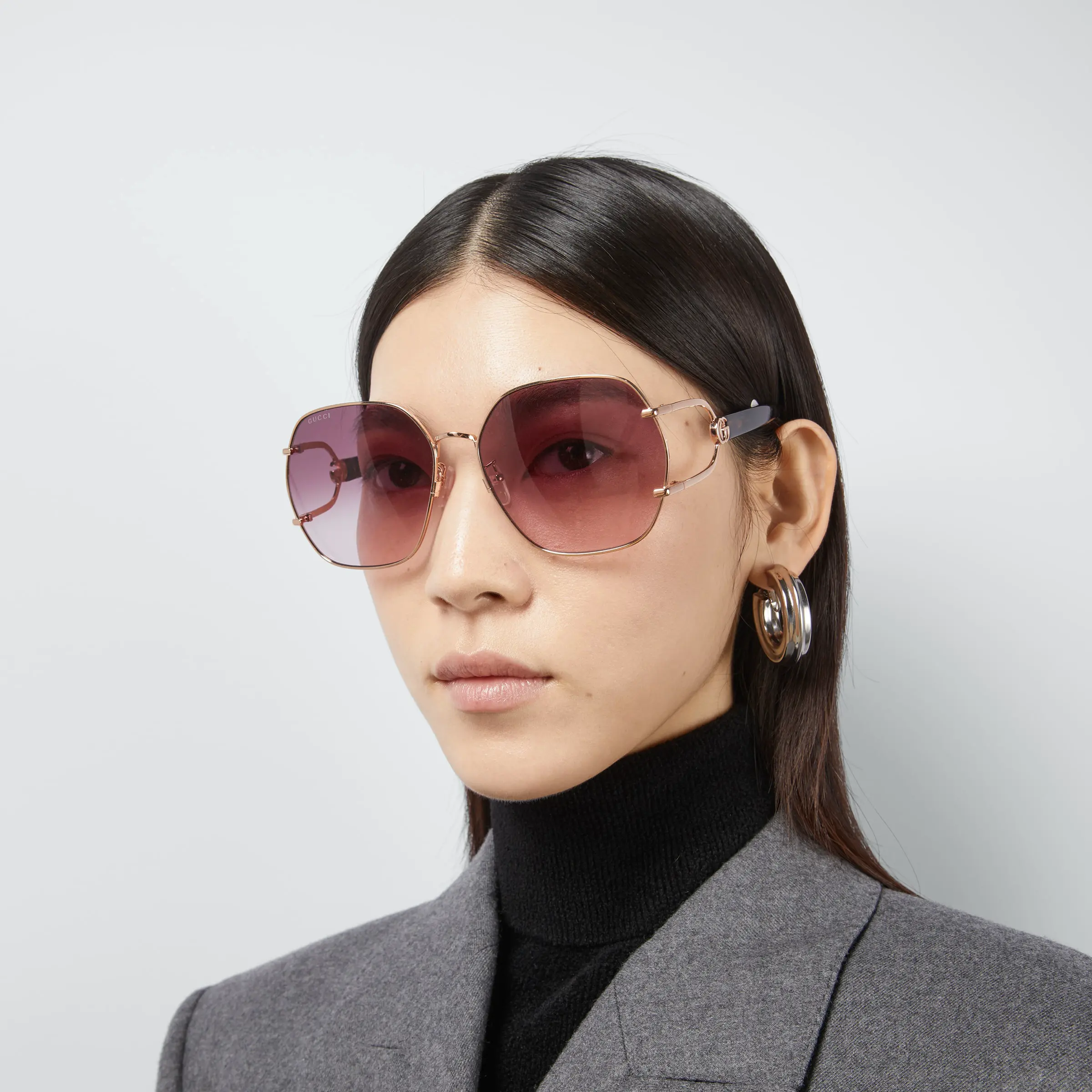 Gucci Geometric Frame Sunglasses