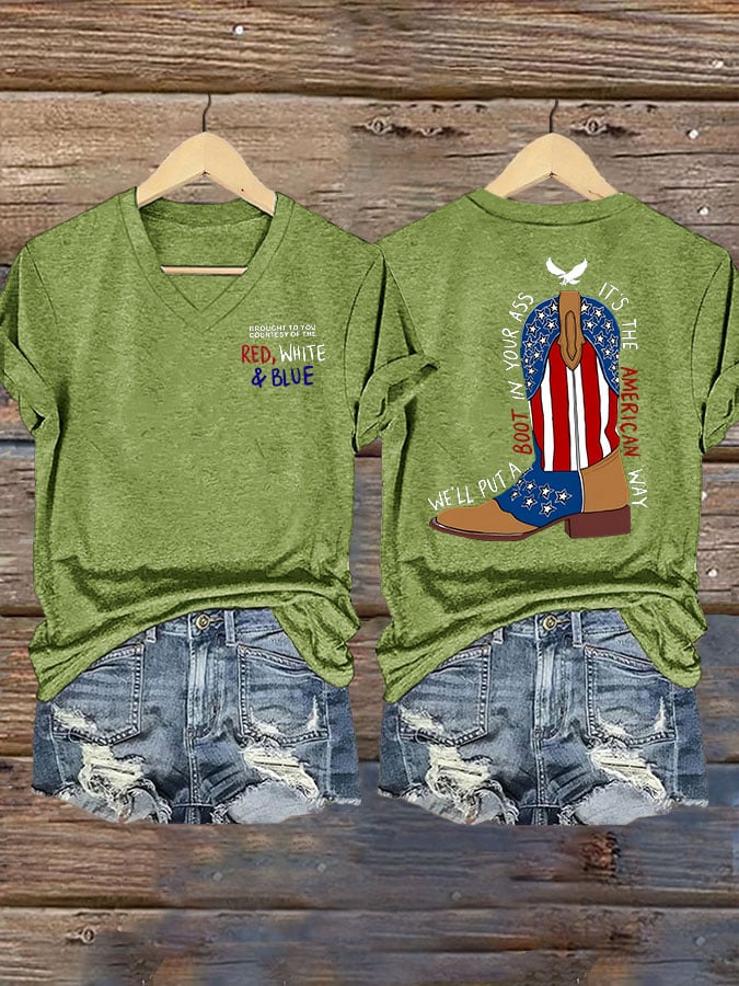 Women's Brought To You Courtesy Of The Red, White & Blue Print Casual T-Shirt