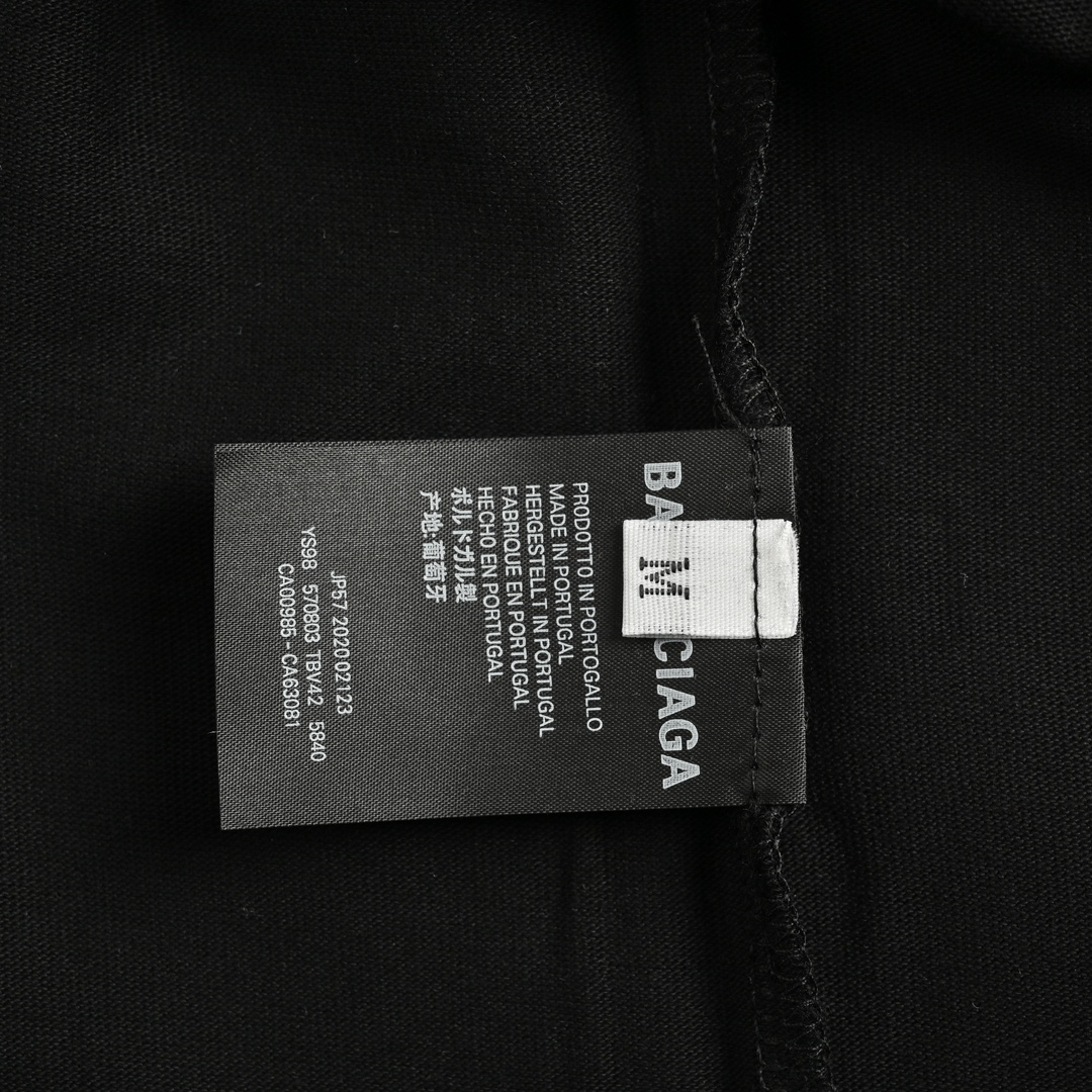 Balenciaga 24ss mottled distressed letter logo short sleeves