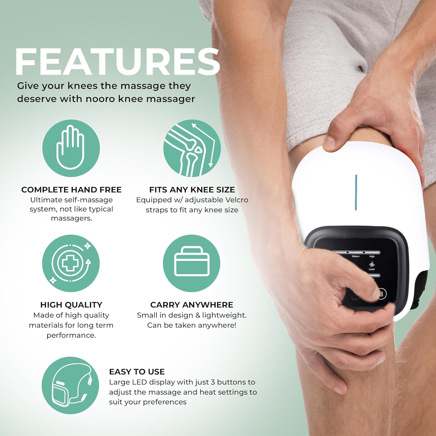 Nooro Portable Knee Massager with Heat Red Light & Massage Therapy