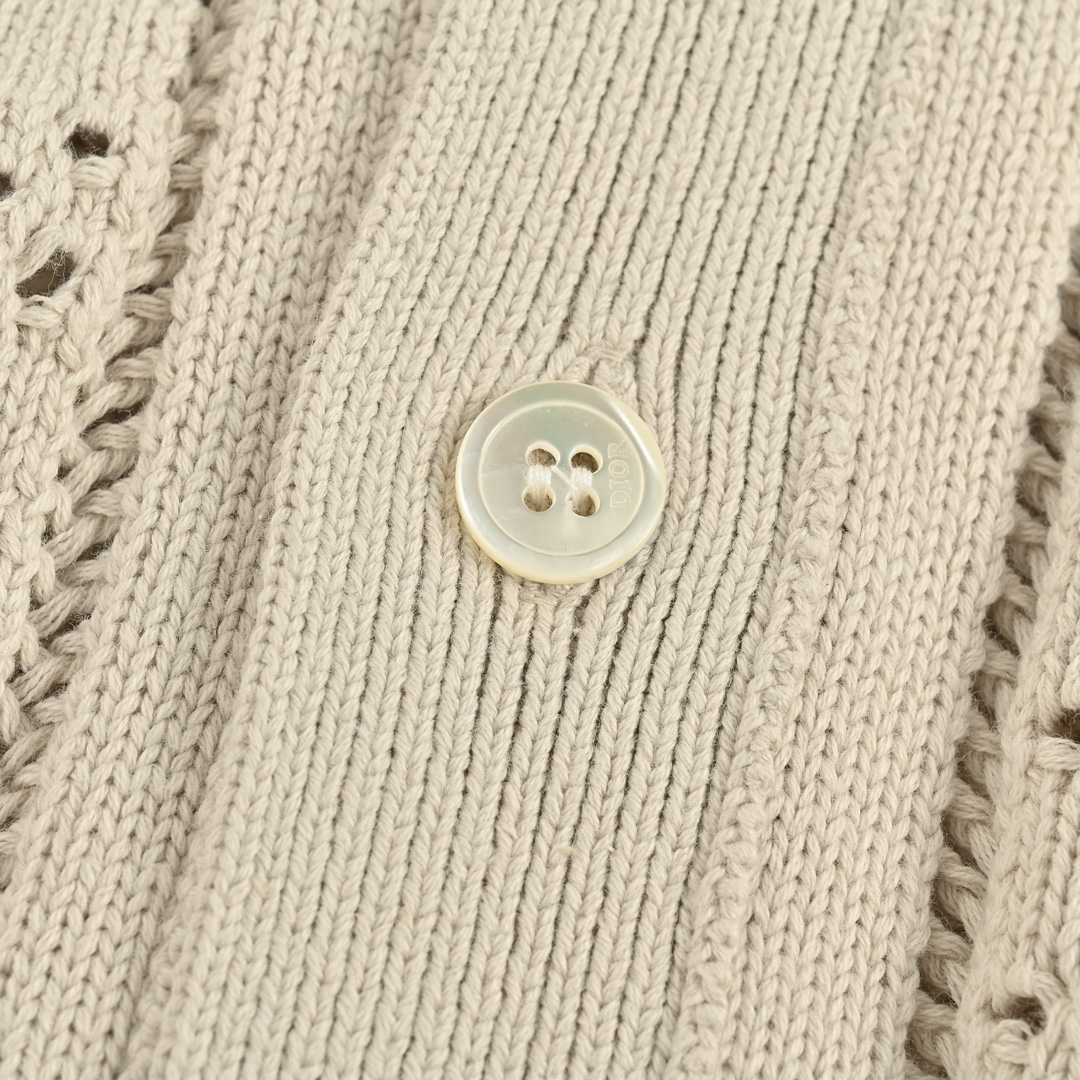 Dior 24ss openwork knit short-sleeved cardigan