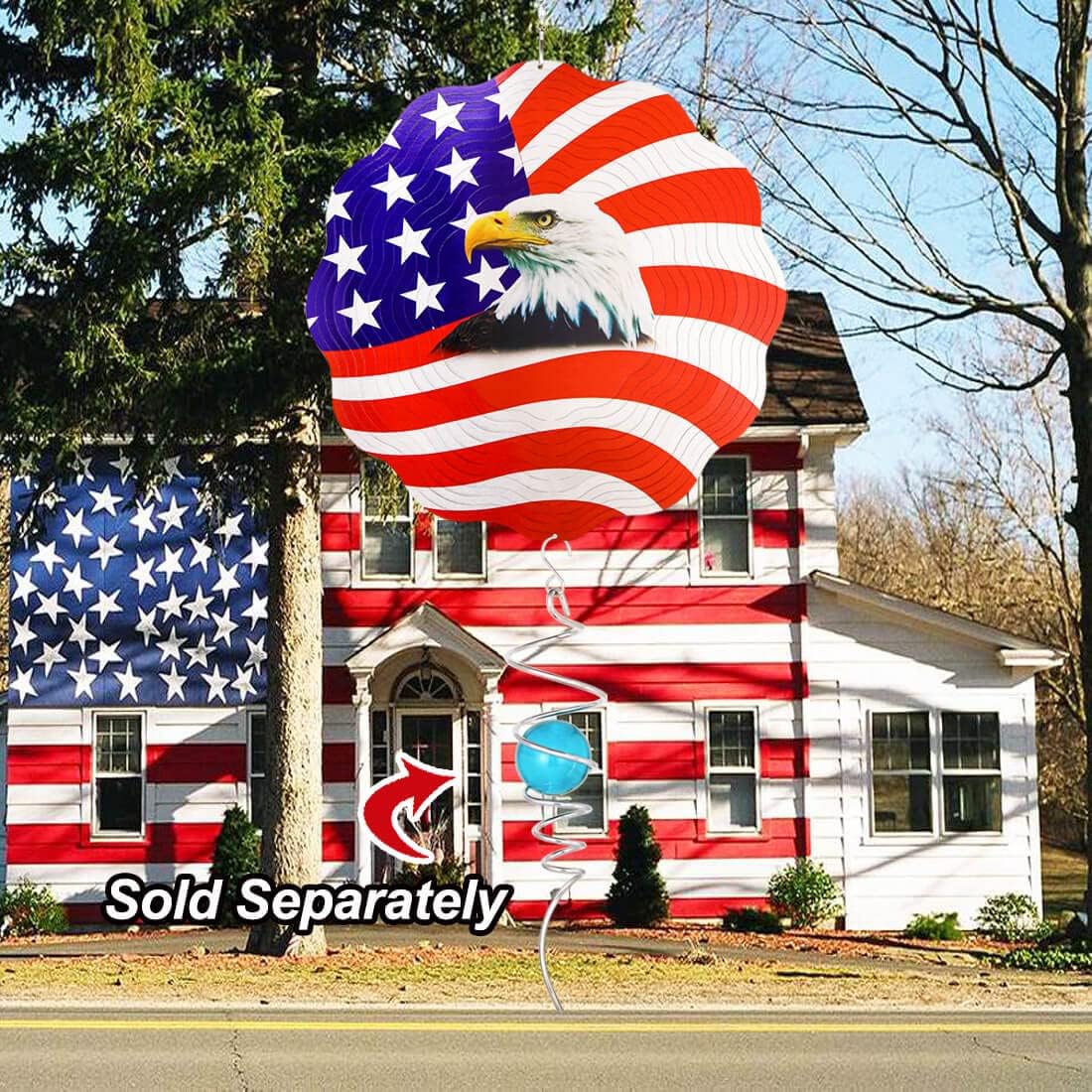 Patriotic Wind Spinner Metal Garden Decor