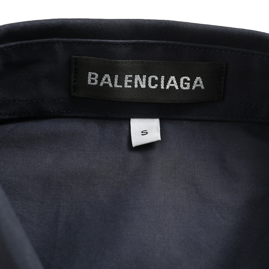 Balenciaga 24Fw blue ring embroidered shirt