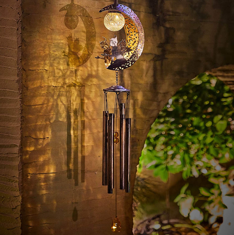 ON SALE🔥Moon And Angel Solar Lights With Wind Chimes
