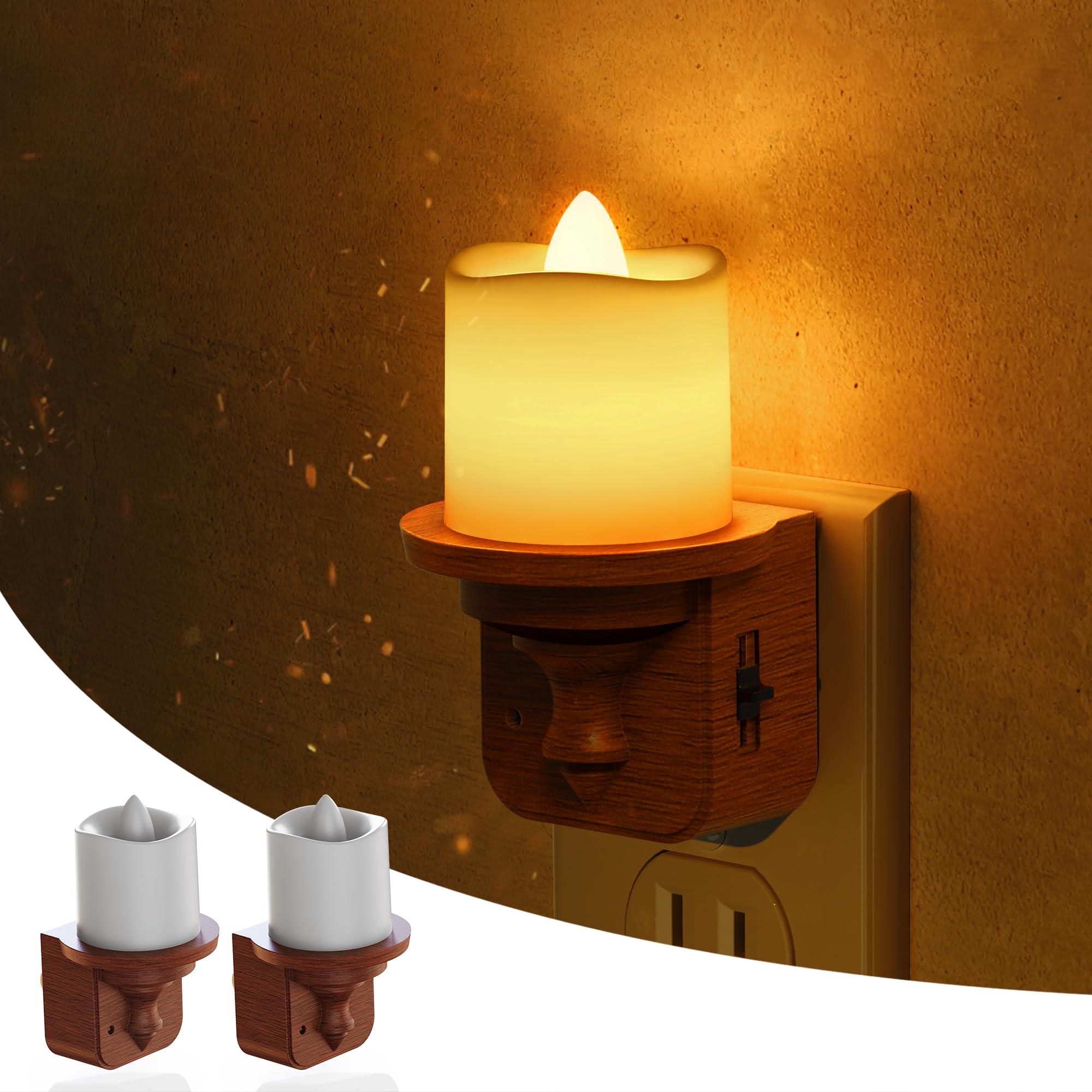 💥ON SALE💥LED Candle Night Light with Light Sensor, Plug into Wall🕯️🌙