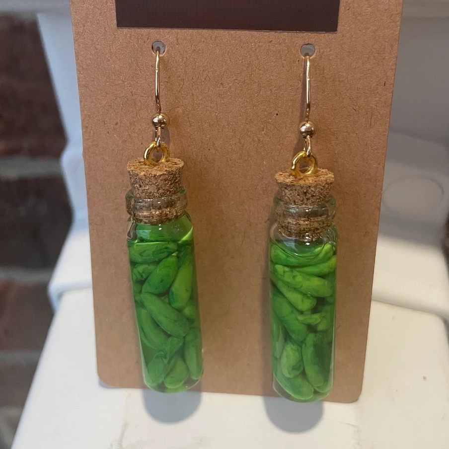 Funny Pickle Jar Earrings