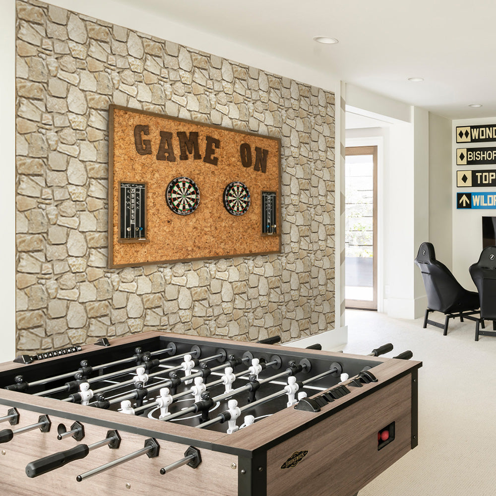 3D Light Brown Fieldstone Peel and Stick Wall Tile