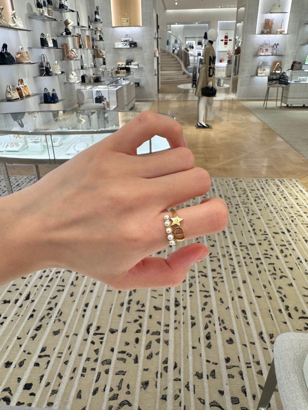 Dior Pentagram CD Pearl Ring