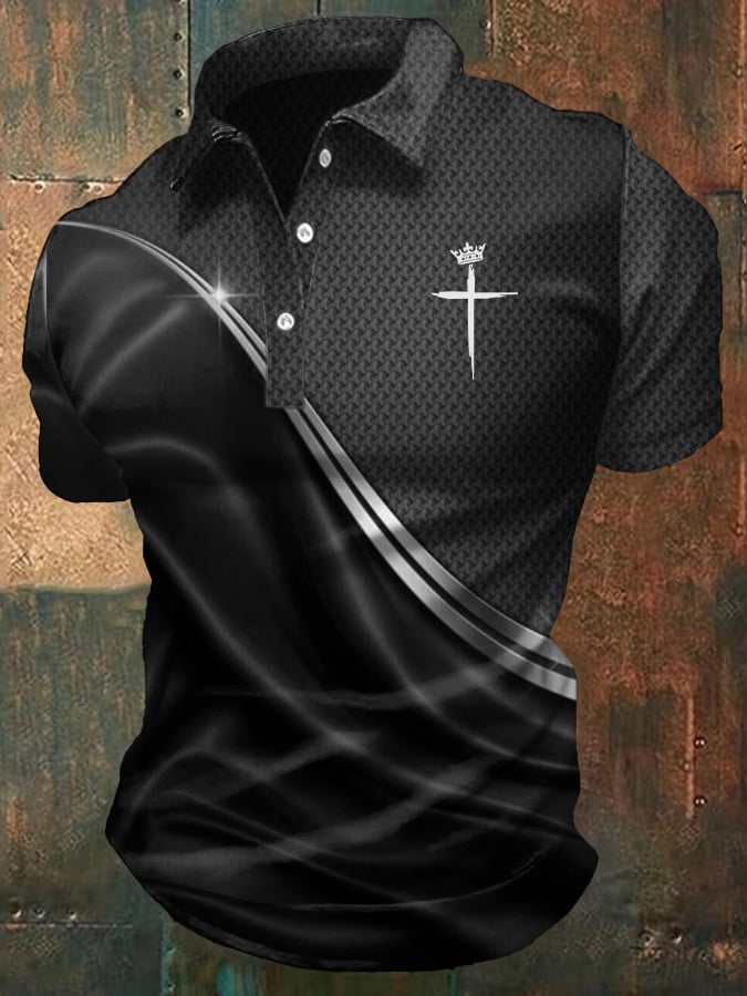 Men's Casual Christian Print Polo Shirt