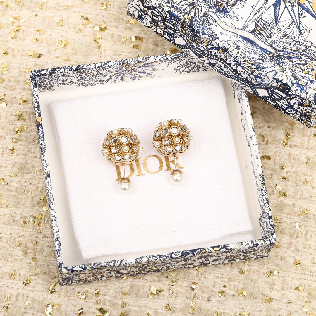 Dior Hollow Multi-Mirror Ball Earrings
