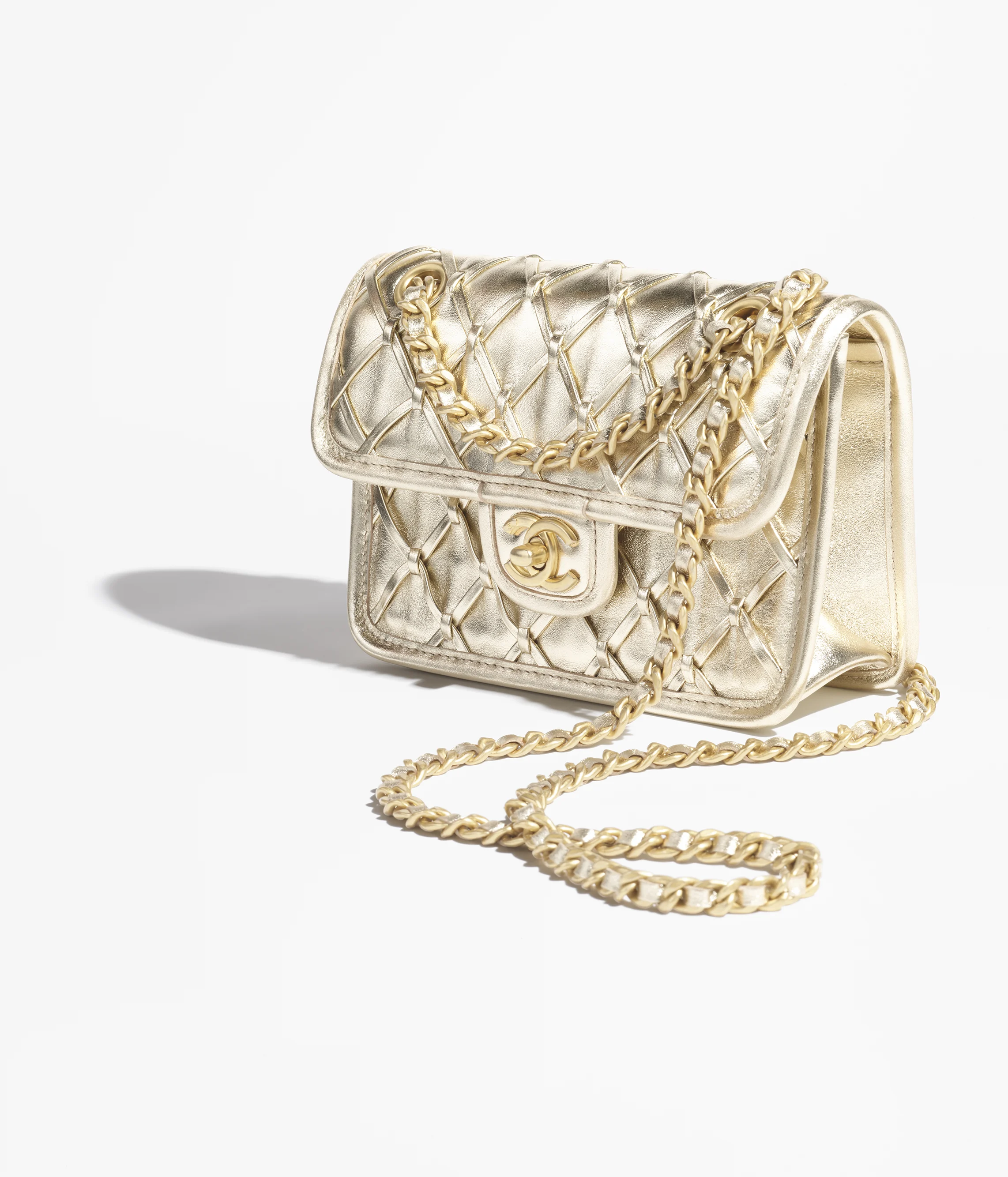 Chanel Mini Flap Bag Metallized Braided Calfskin & Gold-Tone Metal Gold AS4797-B20071-U0509