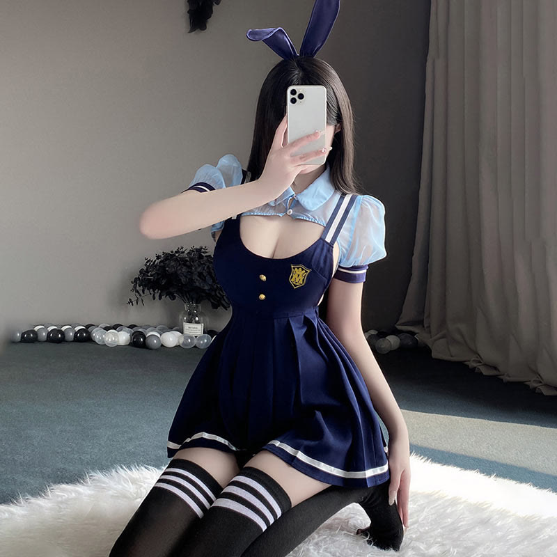 Cosplay Bunny Officer Uniform Hollow Lingerie Set