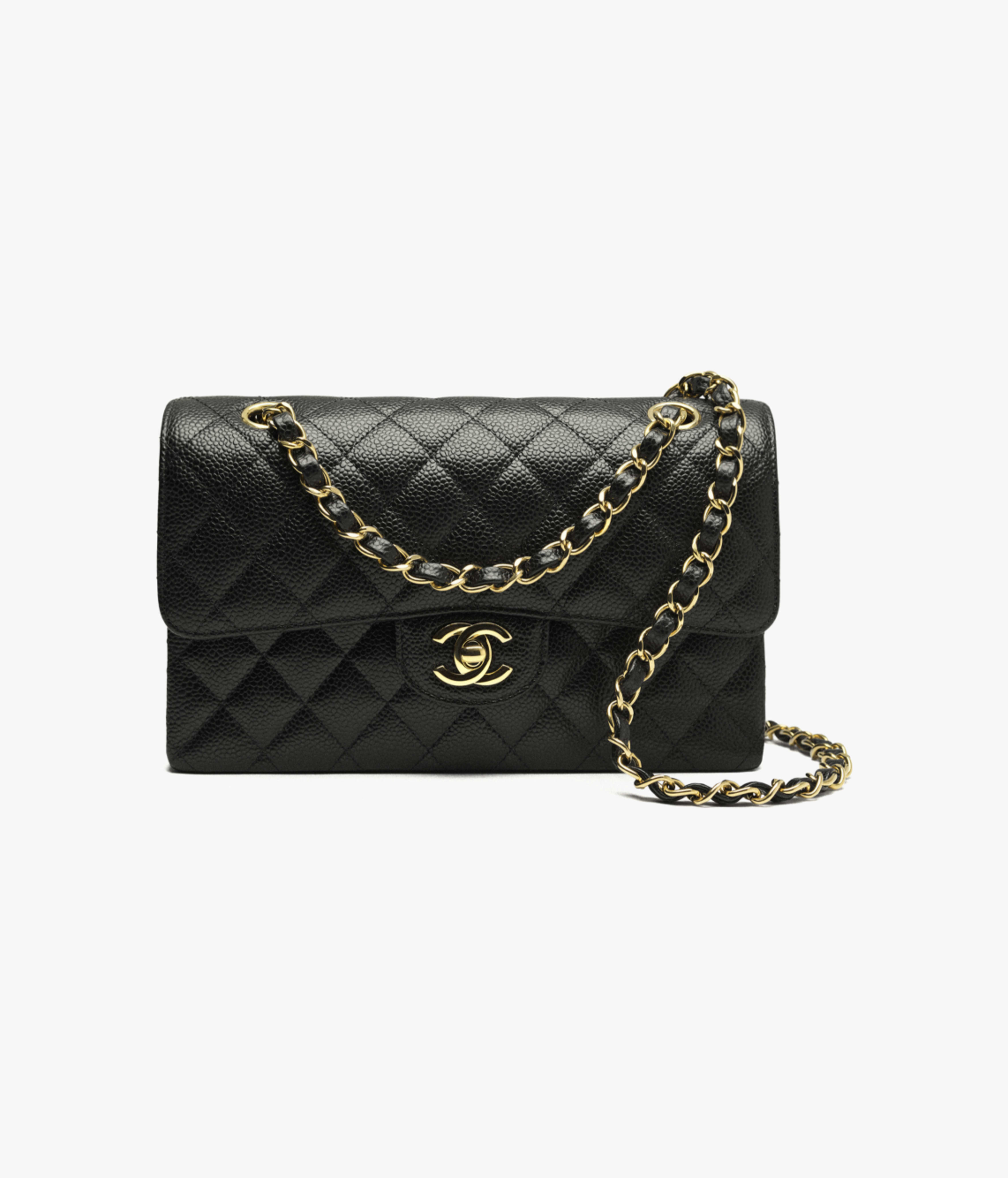 Chanel Small Classic Bag Grained Calfskin & Gold-Tone Metal Black A01113-Y01864-C3906