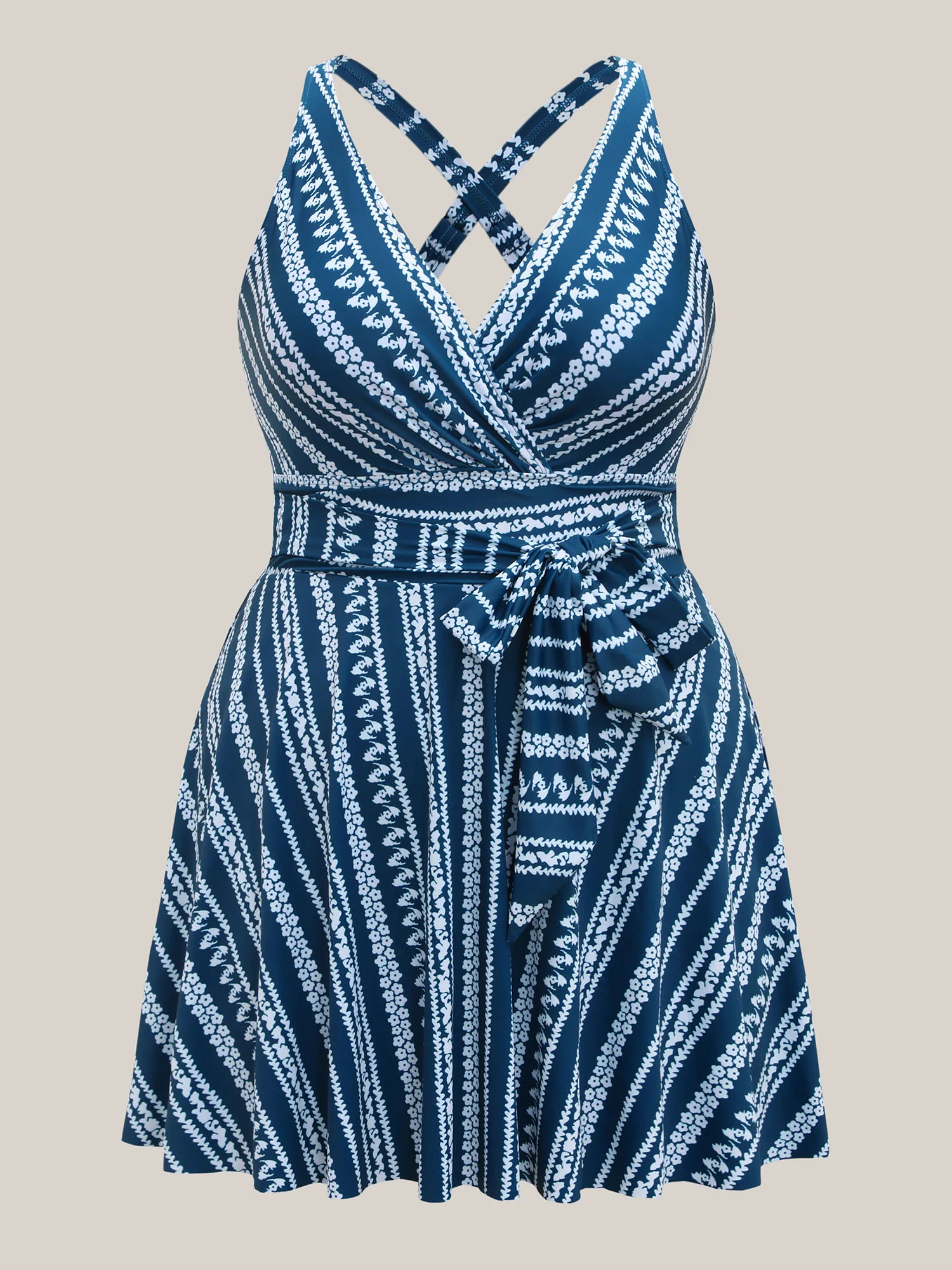 Anti-Float Ties Boho Belted Swim Dress