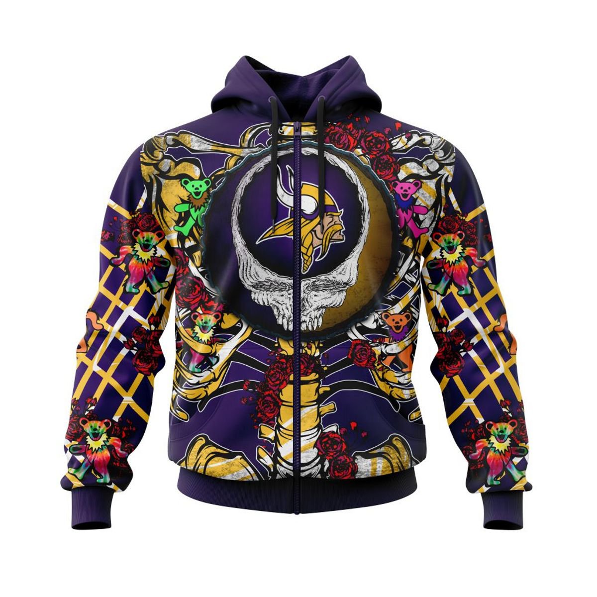 MINNESOTA VIKINGS 3D HOODIE MIX GRATEFUL DEAD