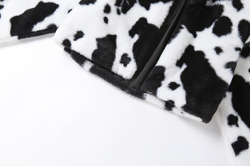 Faux Fur Cow Print Jacket