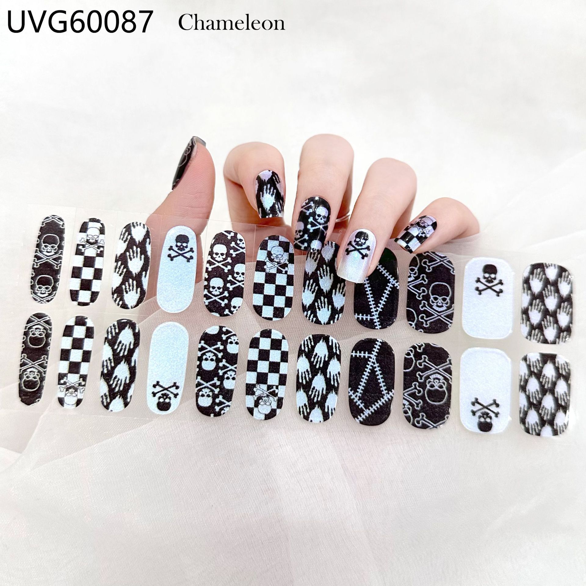Semi Cured Gel Nail Strips, 22 pcs Nail Wraps, Glaze Gel Nail Stickers