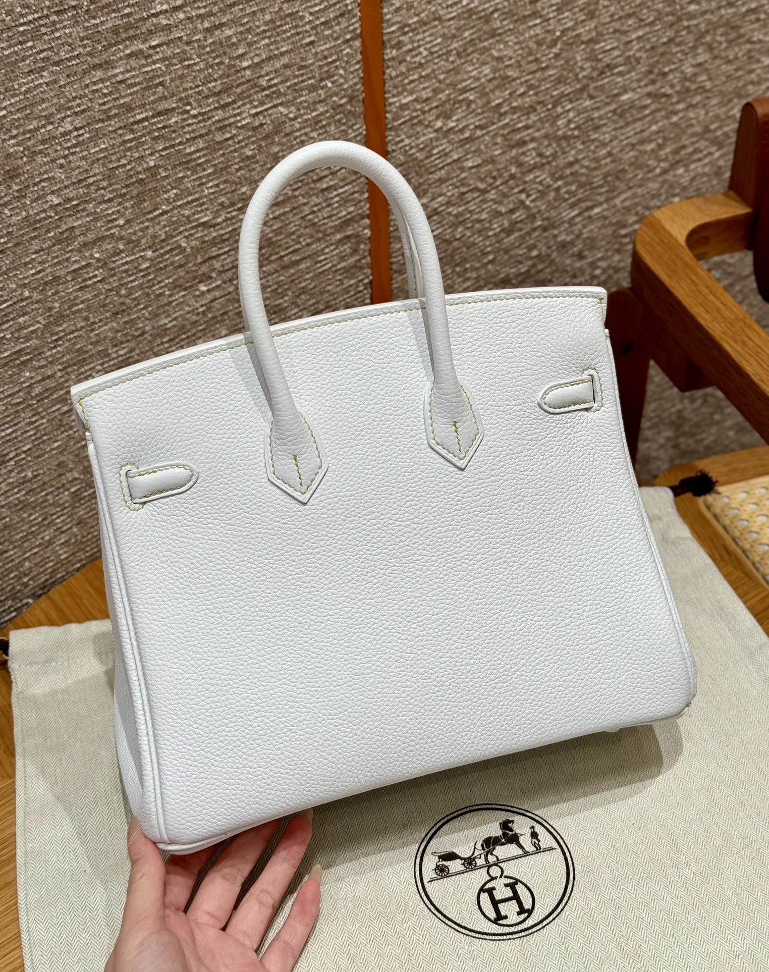 Hermès Birkin 01Blanc9RLime Handbag (Handmade to order)