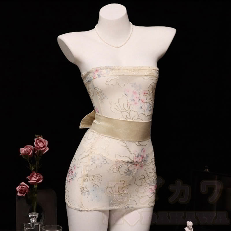 Vintage See-through Flower Lingerie Dress