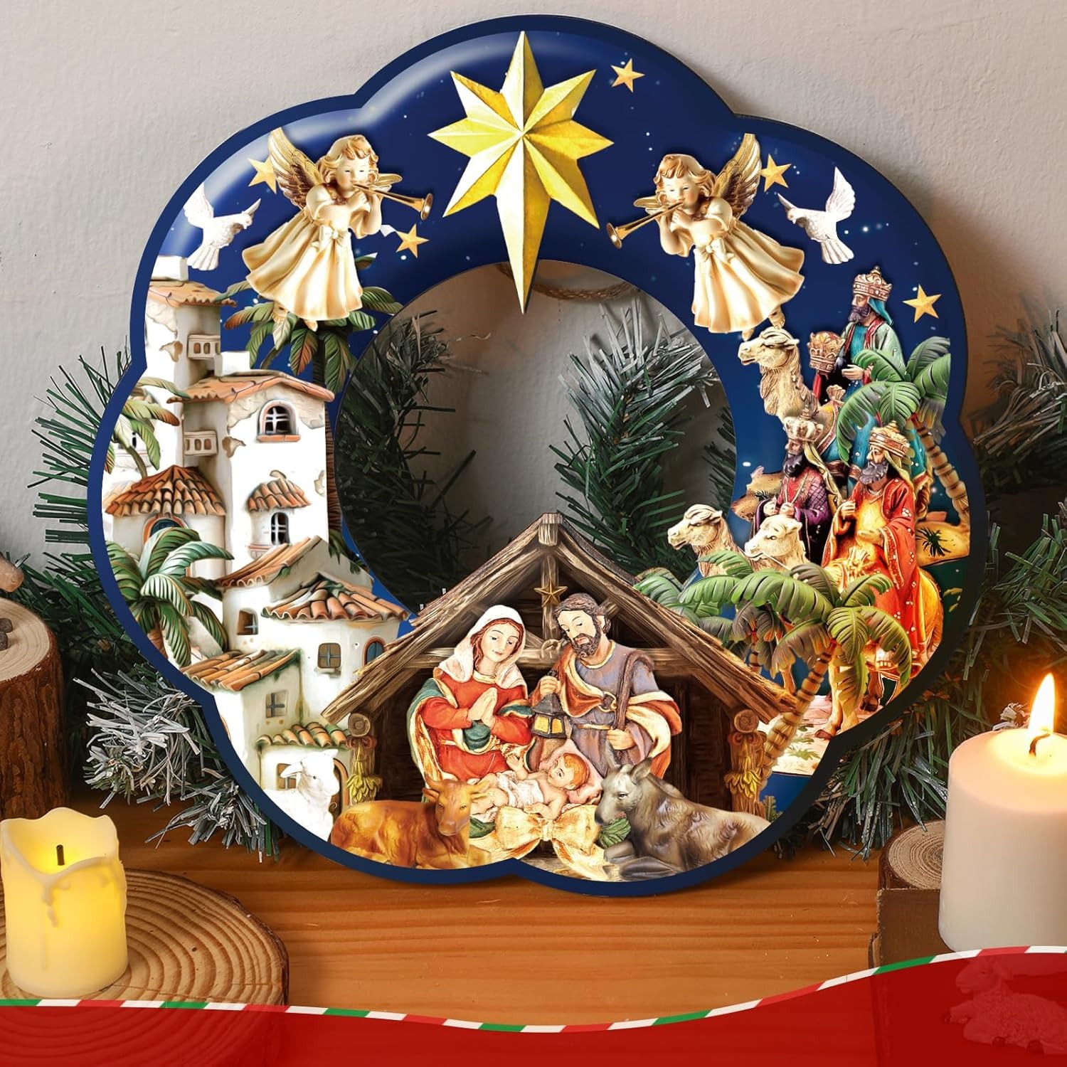 🎄Early Christmas Sale - 50% OFF🔥Christmas Christian Wooden Wreath