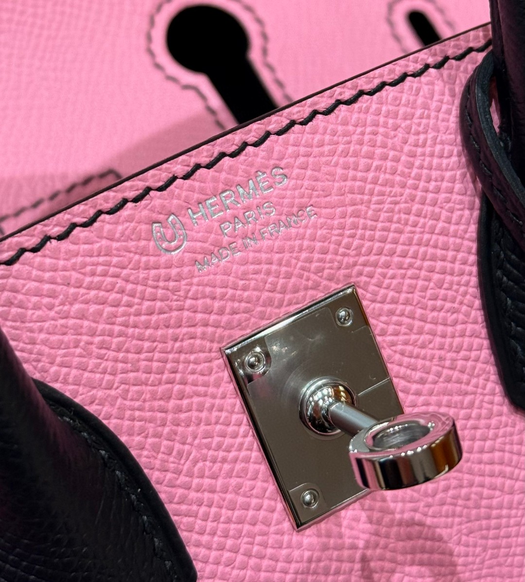 Hermes Birkin 5pPink and 89noir Handbag (Handmade to order)