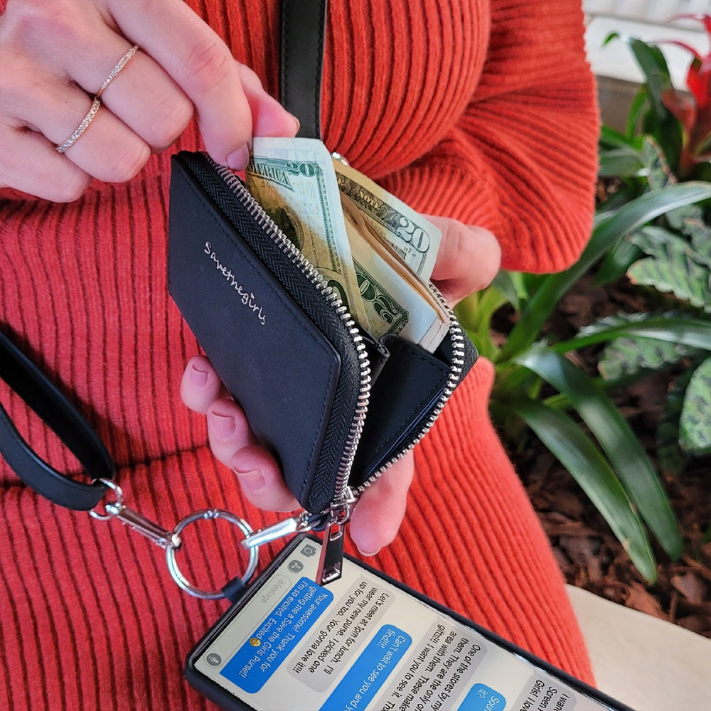 ✨2024 NEW✨Cell Phone Strap with Brushed Vegan Leather Pouch