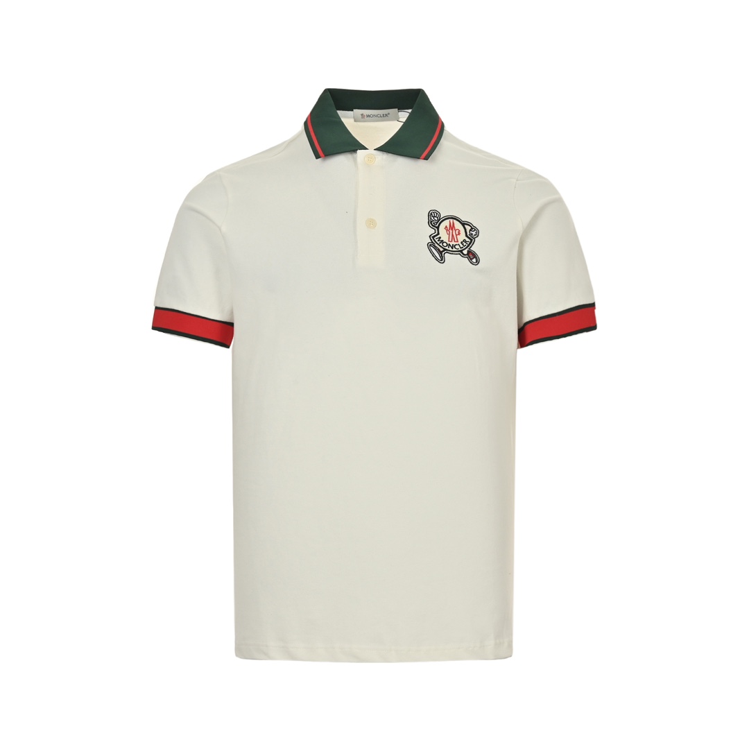 Moncler 24ss running man embroidered Polo short sleeve