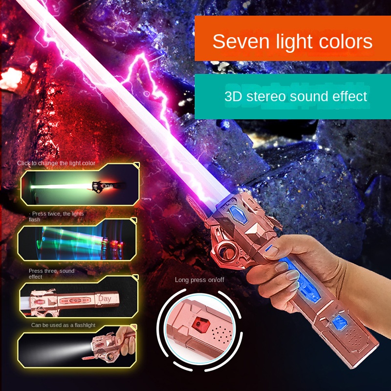 Laser Sword Retractable Two-in-one Color-changing Lightsaber Toy