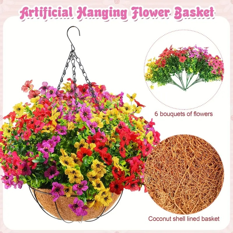 🌸 Hanging Artificial Colourful Morning Glory Basket-💥UV resistant, Waterproof，Windproof