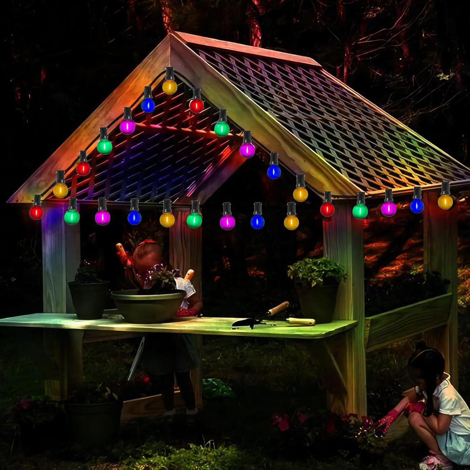 🏆Limited Sale⚡Almost Gone🔥25Ft G40 LED Outdoor Globe Multicolor String Lights