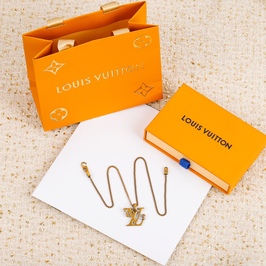 Louis Vuitton Squared Gold Necklace