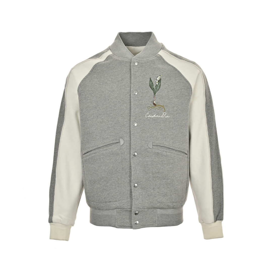 Dior 24Fw lily of the valley embroidery patchwork baseball jacket
