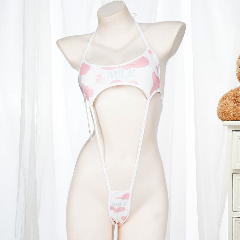 Cow Letter Print Jumpsuit Lingerie