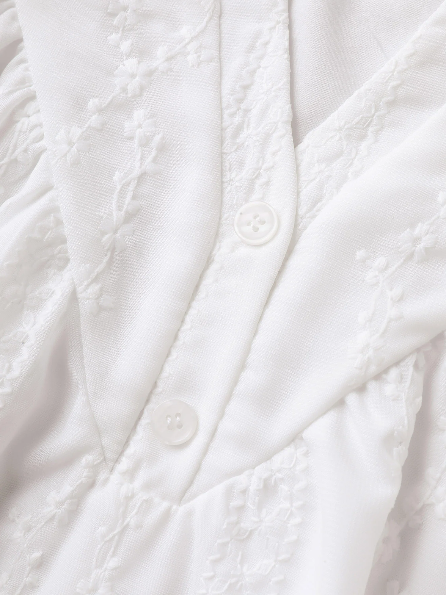 Embroidered Notched Collar Sheer Blouse