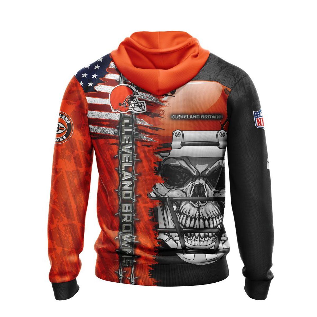CLEVELAND BROWNS 3D HOODIE SKULL0803