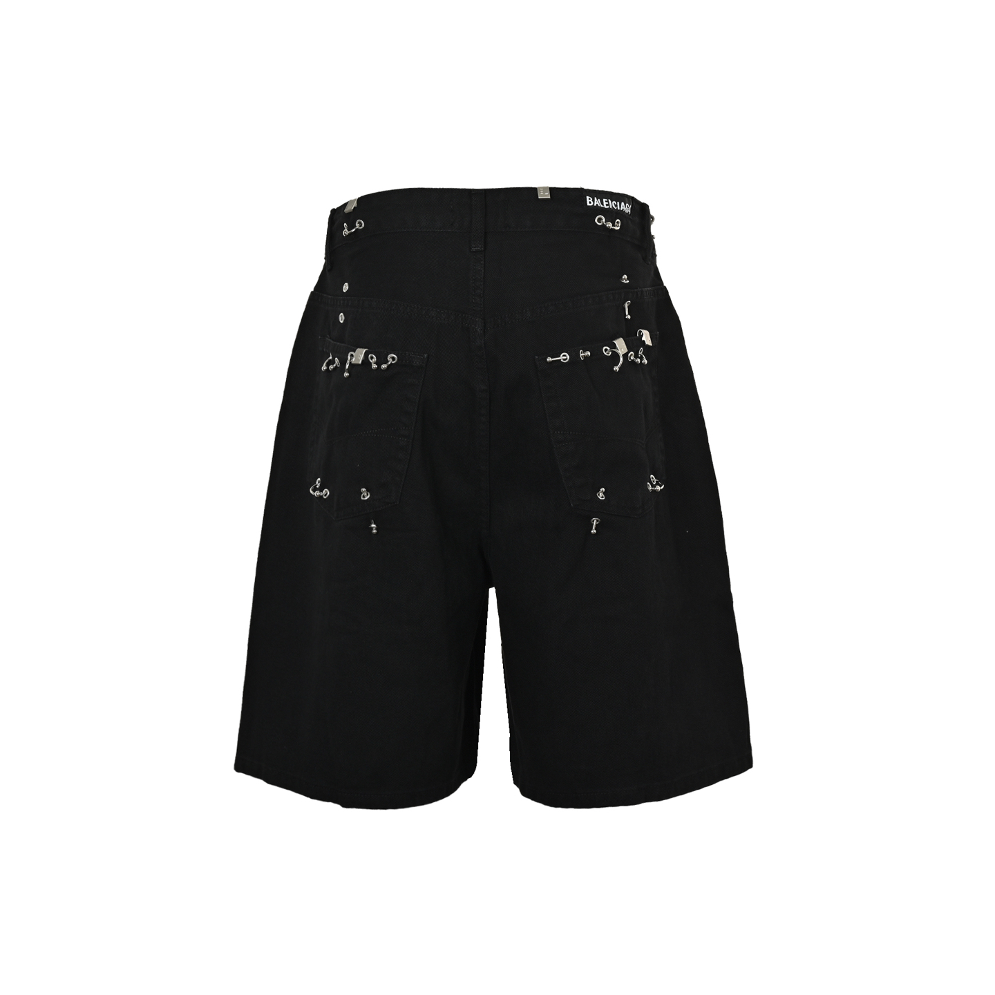 Balenciaga Rivet Piercing Fire Machine Head Denim Shorts