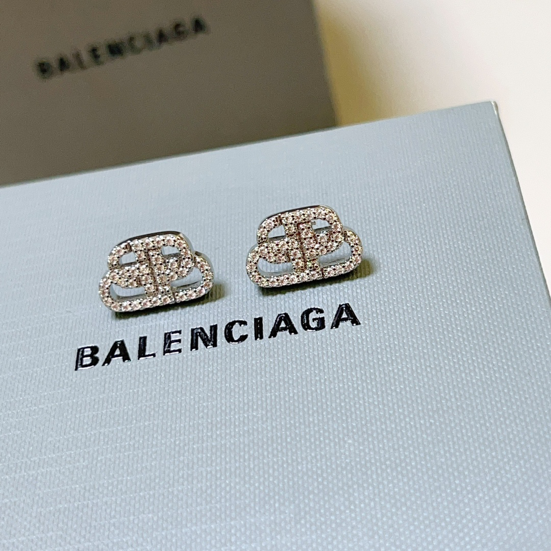 Balenciaga silver diamond earrings