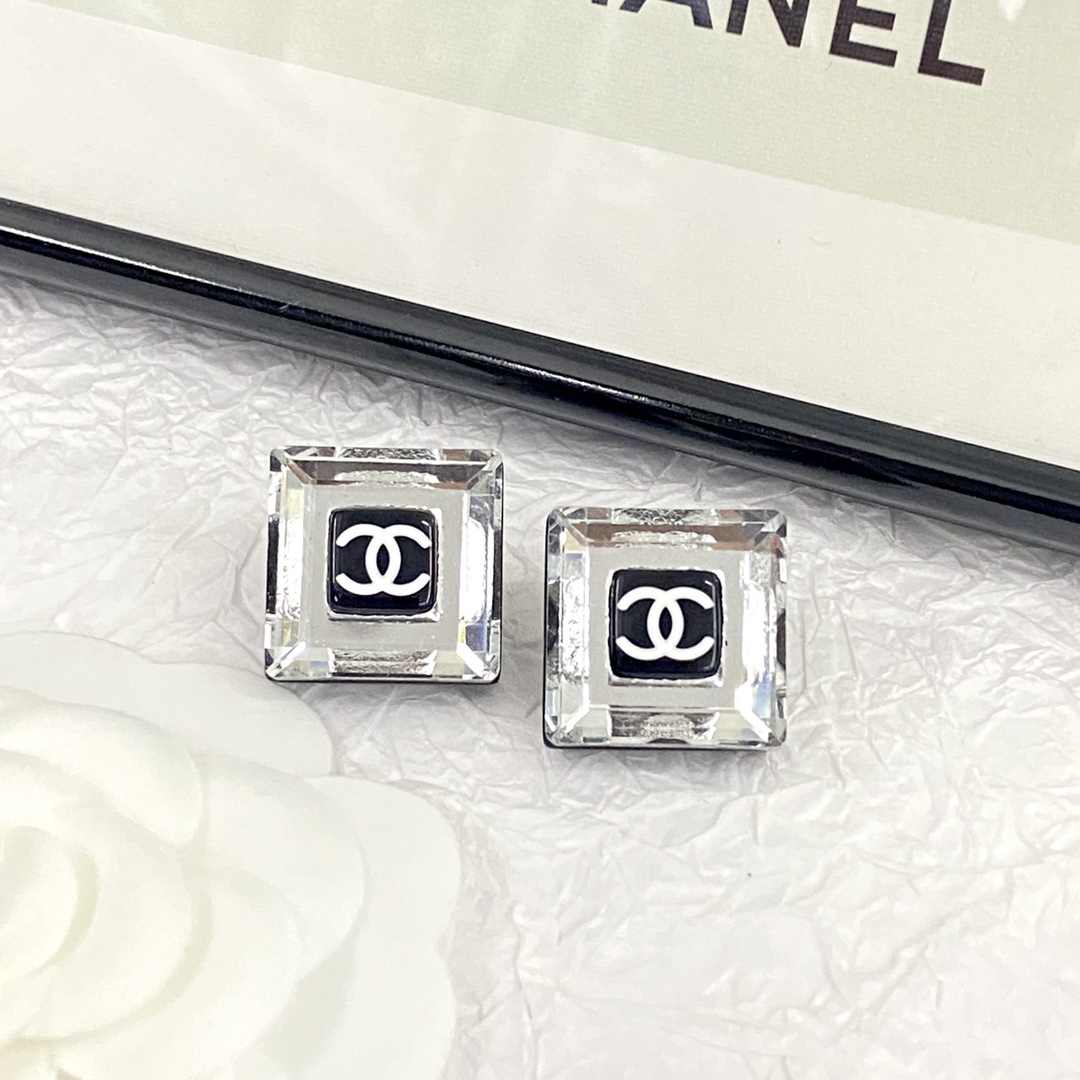 Chanel Cube Crystal Rock Candy Letter Earrings