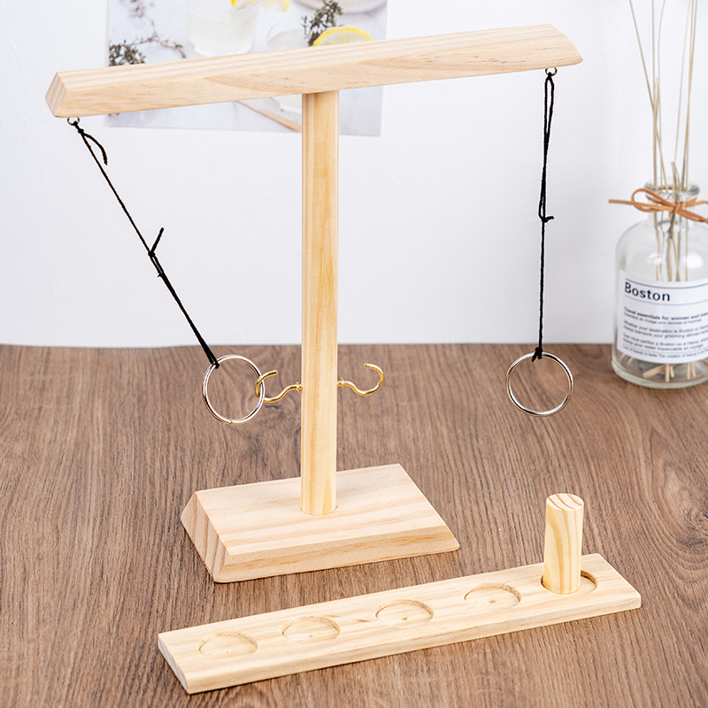 Ring throw game handmade wooden hook