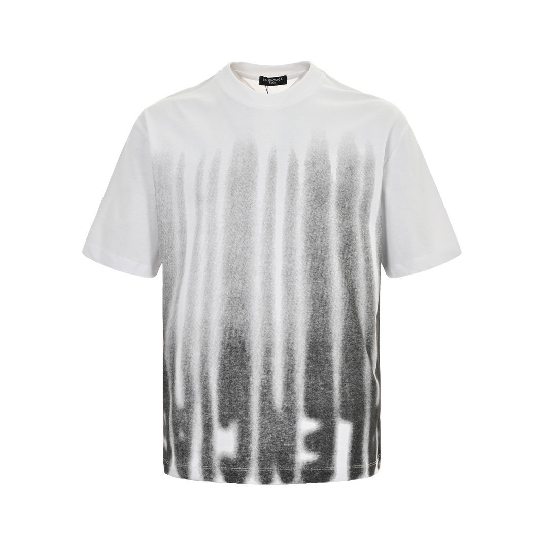Balenciaga 24ss ink tassel print short sleeve