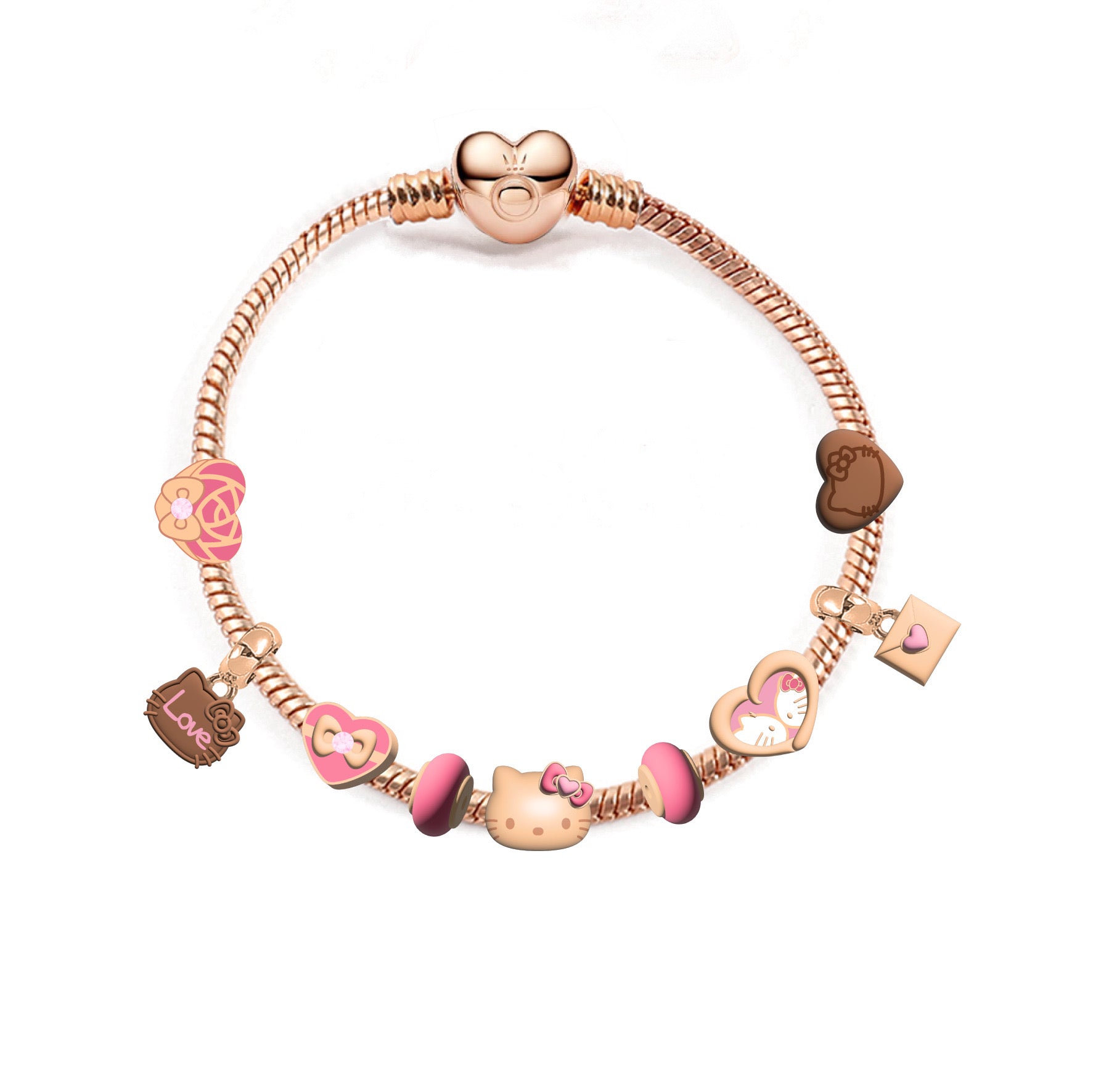 Hellokitty Charm Chain Bracelets Stainless Steel Bangle Bracelet Birthday Christmas Jewelry Gift for Women Girls