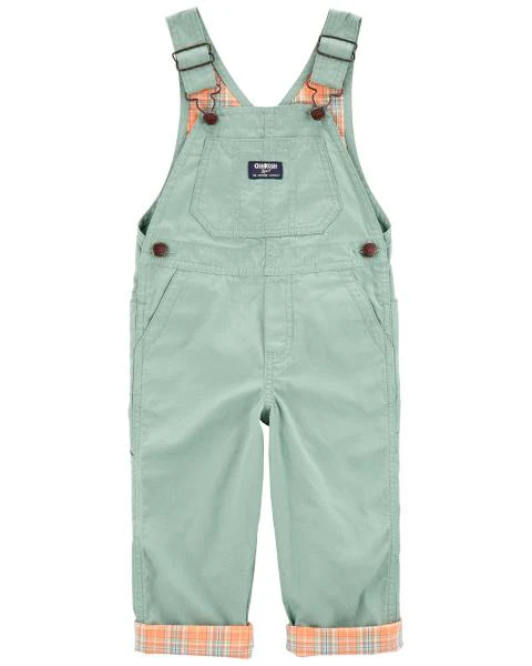 Oshkosh Lightweight Canvas Overalls with Plaid Button-Front Shirt