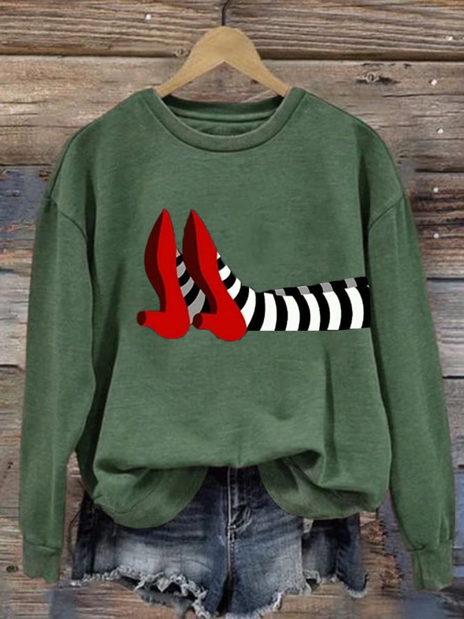🔥Buy 3 Get 10% Off🔥Women's Halloween Red Shoes  Print Sweatshirt