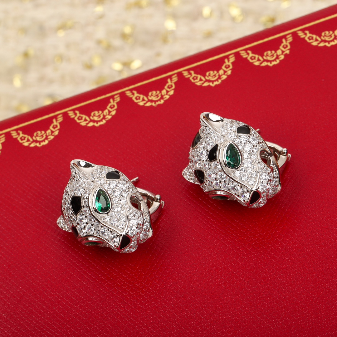 Cartier Cheetah Emerald Earrings