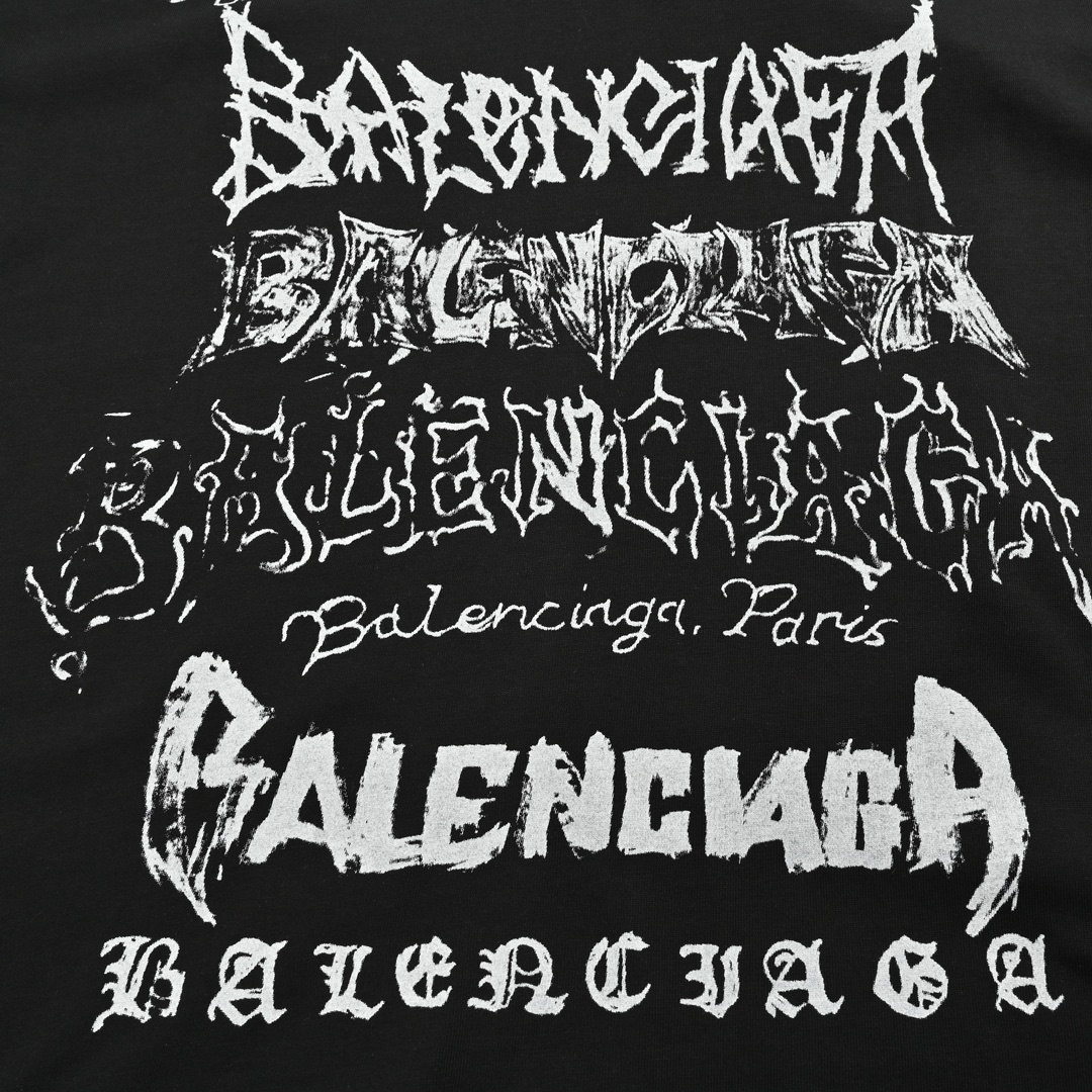 Balenciaga 24ss Dragon Year Sanskrit Graffiti Print Short Sleeve
