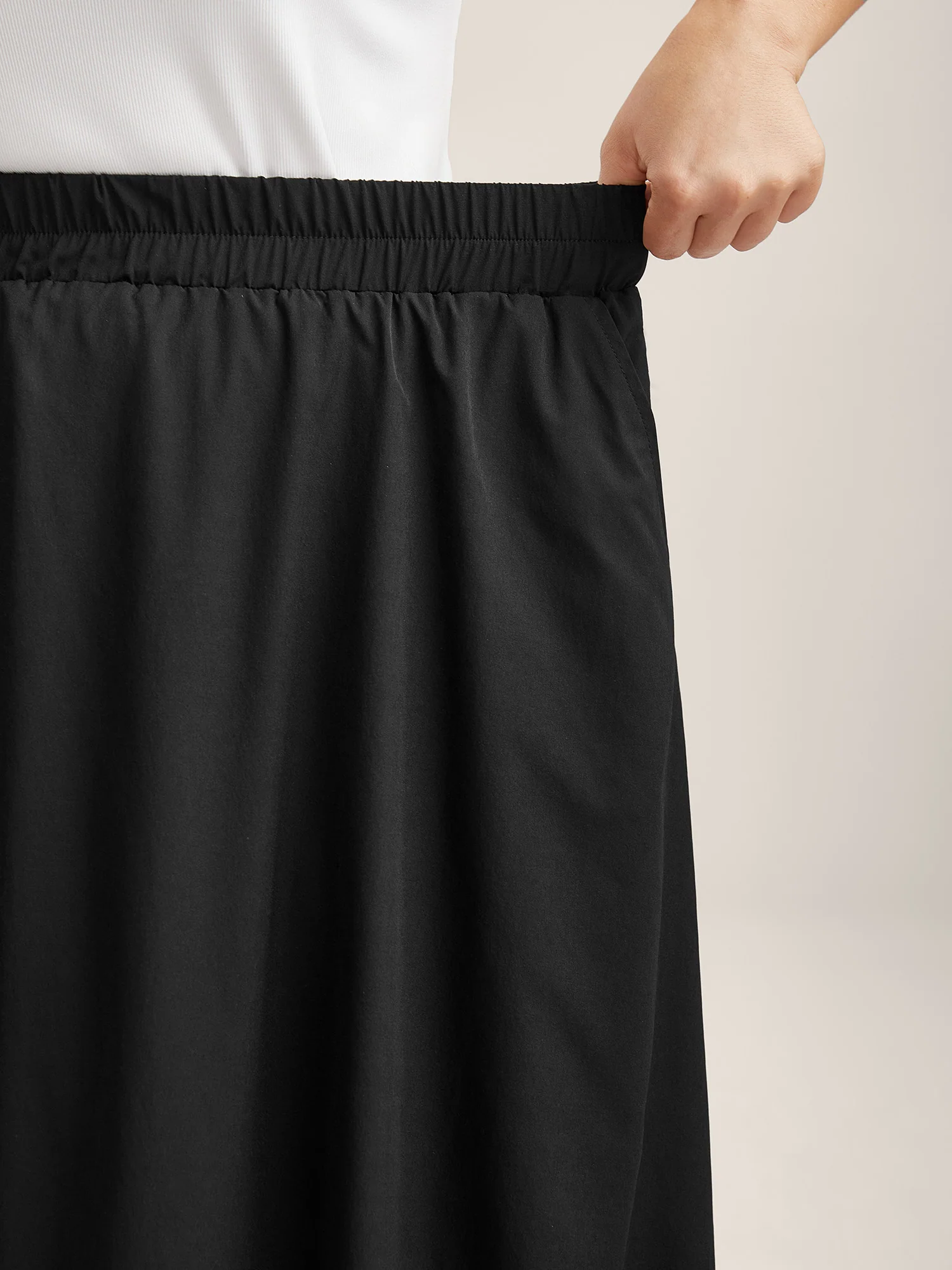 Bubble Hem Stretch Waist Midi Skirt